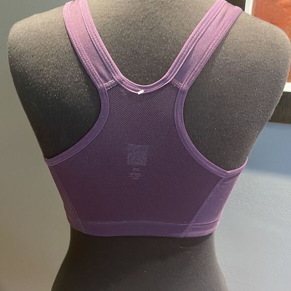 Moving Comfort grape zipper front racerback sports bra. Medium. - Picture 3 of 6